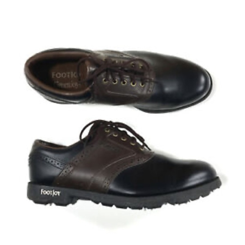 Footjoy Greenjoys Men's Golf Shoes 45575 Black/Brown Synthetic Leather 10.5M NWB